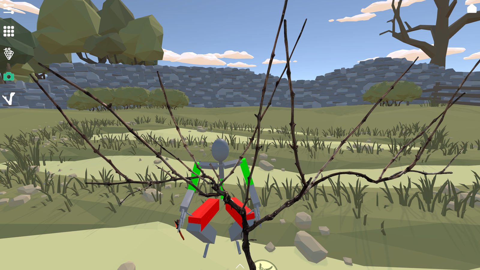 Éditeur de scénario AMPÉLOS : avatar en réalité augmentée face à un cep de vigne